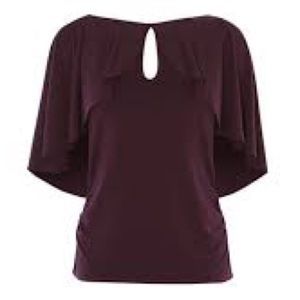 Karen Millen TB150 Aubergine Frill Top
